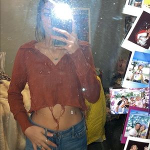 Free People, burnt orange, crop-top sweater, size small